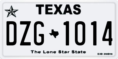 TX license plate DZG1014
