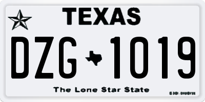 TX license plate DZG1019