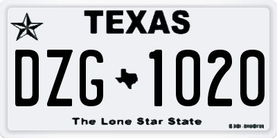 TX license plate DZG1020