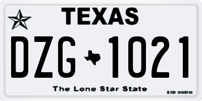 TX license plate DZG1021