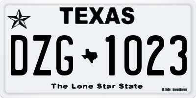 TX license plate DZG1023