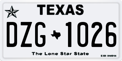 TX license plate DZG1026