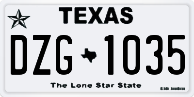 TX license plate DZG1035