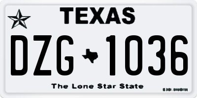 TX license plate DZG1036