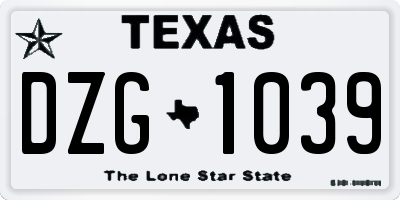 TX license plate DZG1039