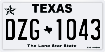 TX license plate DZG1043