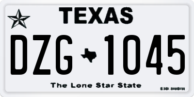 TX license plate DZG1045