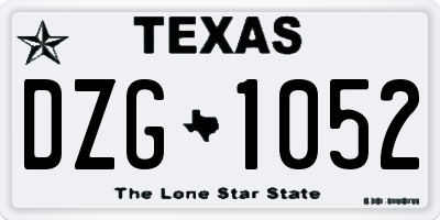 TX license plate DZG1052