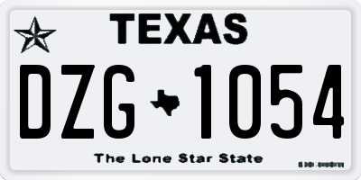 TX license plate DZG1054