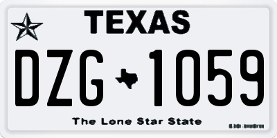 TX license plate DZG1059