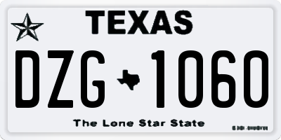 TX license plate DZG1060