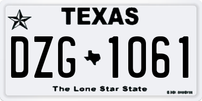 TX license plate DZG1061