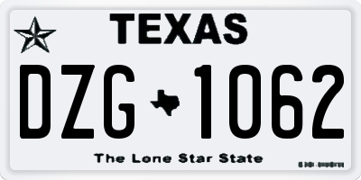 TX license plate DZG1062