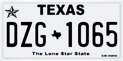 TX license plate DZG1065
