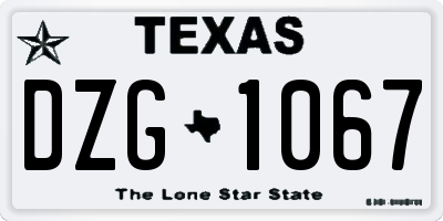 TX license plate DZG1067