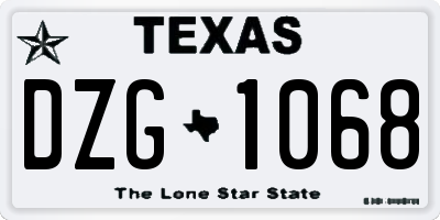 TX license plate DZG1068