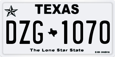 TX license plate DZG1070