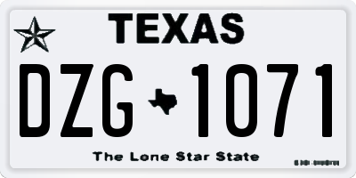TX license plate DZG1071