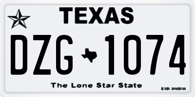 TX license plate DZG1074