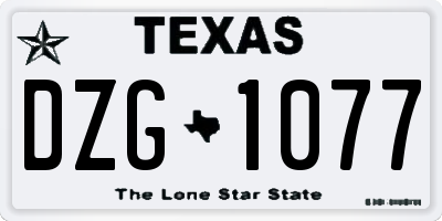 TX license plate DZG1077