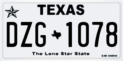 TX license plate DZG1078