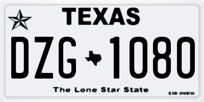 TX license plate DZG1080