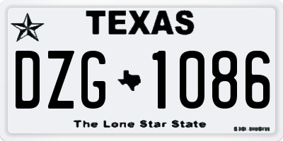 TX license plate DZG1086