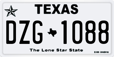 TX license plate DZG1088