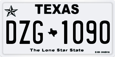 TX license plate DZG1090