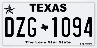 TX license plate DZG1094