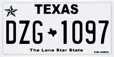 TX license plate DZG1097
