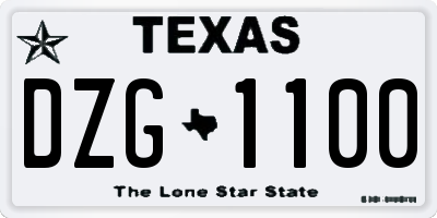 TX license plate DZG1100
