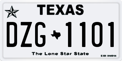 TX license plate DZG1101