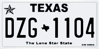 TX license plate DZG1104