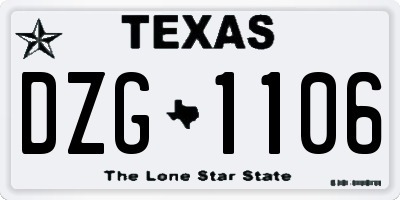 TX license plate DZG1106