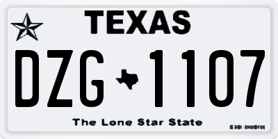 TX license plate DZG1107