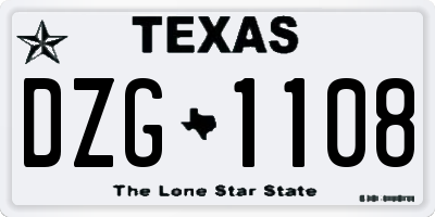 TX license plate DZG1108