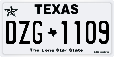 TX license plate DZG1109