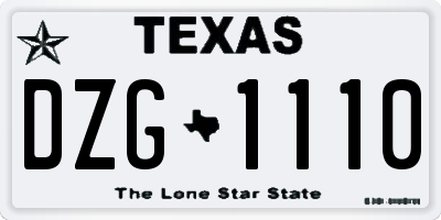 TX license plate DZG1110