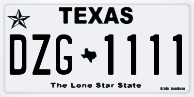 TX license plate DZG1111