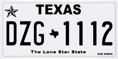 TX license plate DZG1112