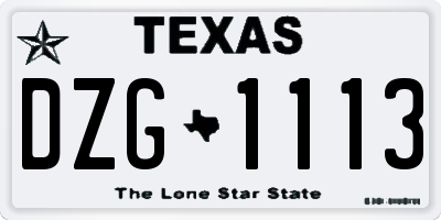 TX license plate DZG1113