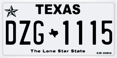 TX license plate DZG1115