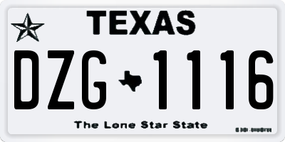 TX license plate DZG1116