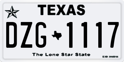 TX license plate DZG1117