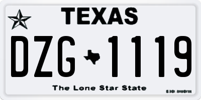TX license plate DZG1119
