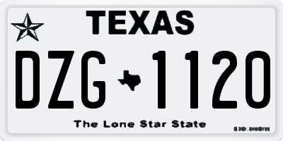 TX license plate DZG1120