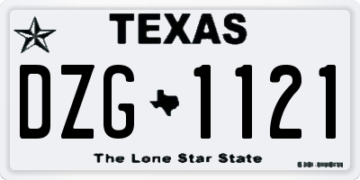 TX license plate DZG1121