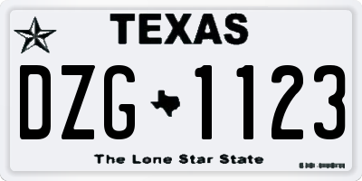 TX license plate DZG1123