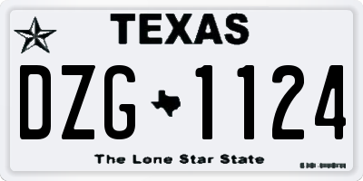 TX license plate DZG1124